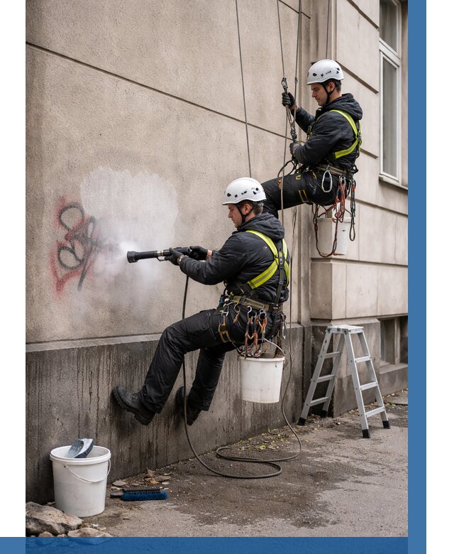 Удаление граффити с фасада в Кирове от 4574 р. | ВЫСОТНИК-Кро