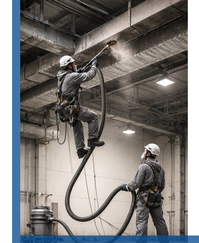 Обеспыливание потолочных конструкций в Кирове промышленным альпинизмом