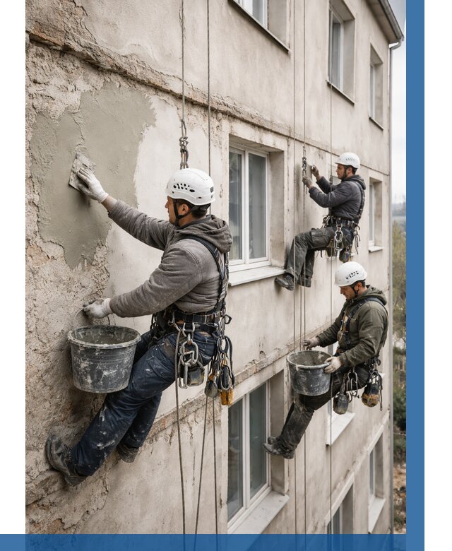 Ремонт штукатурного фасада в Кирове от 762 р. под ключ | ВЫСОТНИК-Кро