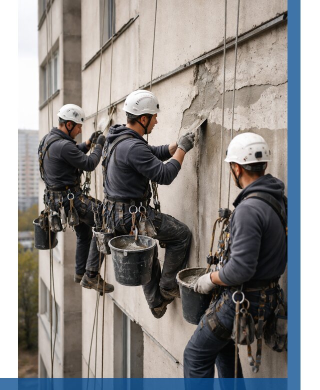 Ремонт бетонных элементов фасада в Кирове от 2541 р. | ВЫСОТНИК-Кро