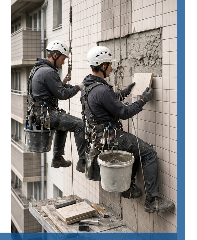 Ремонт облицовки фасада плиткой в Кирове от 1830 р. | ВЫСОТНИК-Кро