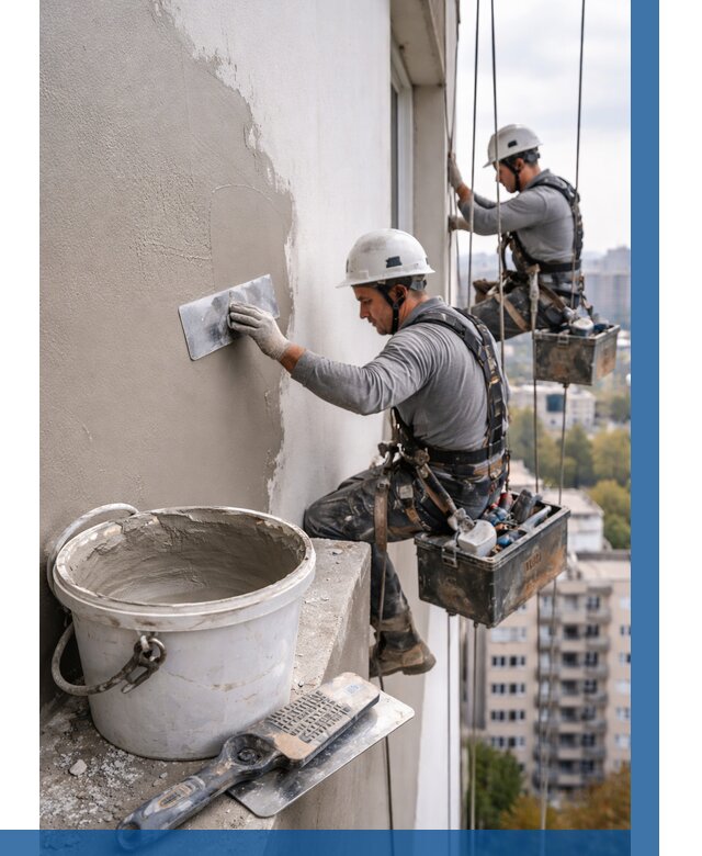 Шпаклевка фасада на высоте в Кирове от 712 р. | ВЫСОТНИК-Кро