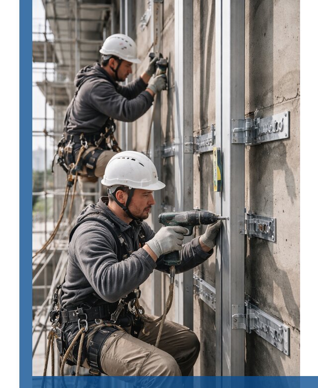 Монтаж и крепление подсистемы вентфасада в Кирове