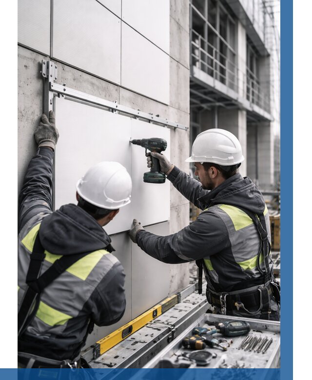 Монтаж композитных панелей фасада в Кирове от 2541 р. | ВЫСОТНИК-Кро