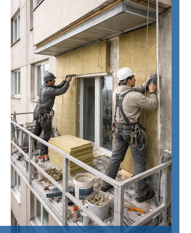 Утепление балкона снаружи в Кирове от 1626 р. под ключ ВЫСОТНИК-Кро