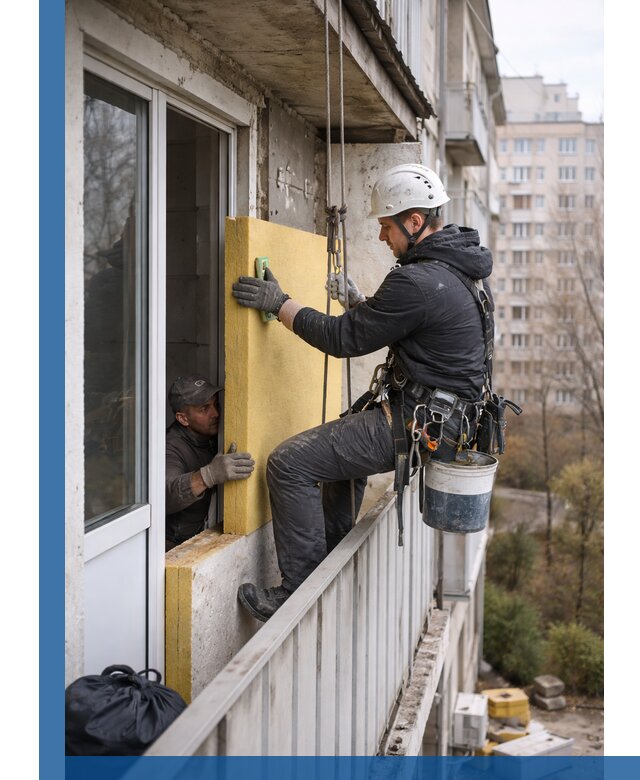 Профессиональное утепление балкона снаружи в Кирове под ключ