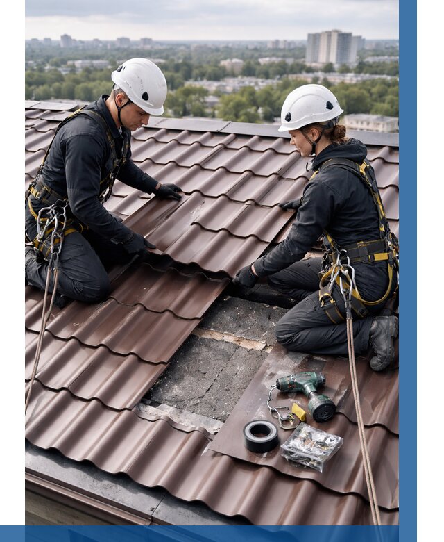 Ремонт металлочерепицы на крыше в Кирове от 915 р. | ВЫСОТНИК-Кро