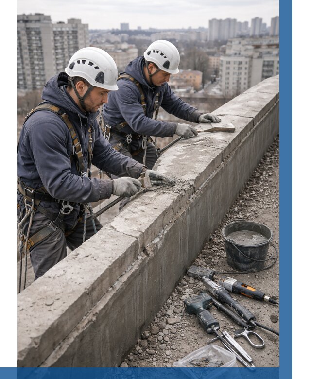 Ремонт парапета на кровле в Кирове от 1525 р. | ВЫСОТНИК-Кро