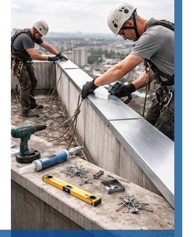 Монтаж парапетных крышек в Кирове от 813 р. | ВЫСОТНИК-Кро