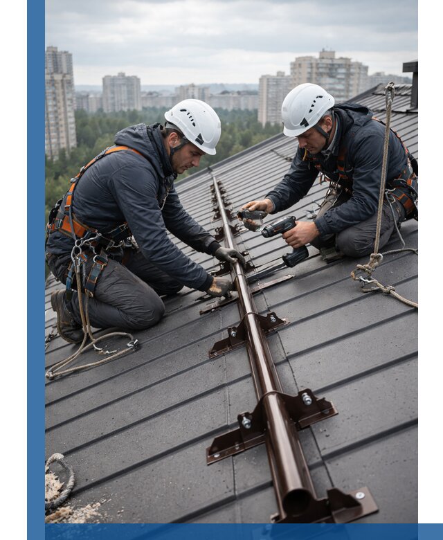 Монтаж снегозадержателей на кровле зданий в Кирове под ключ