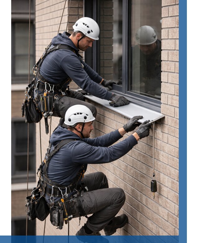 Монтаж оконных отливов под ключ в Кирове от 3558 р. | ВЫСОТНИК-Кро