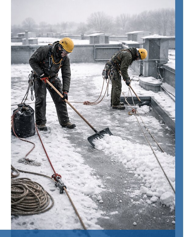 Очистка крыши от снега в Кирове от 7624 р. | ВЫСОТНИК-Кро