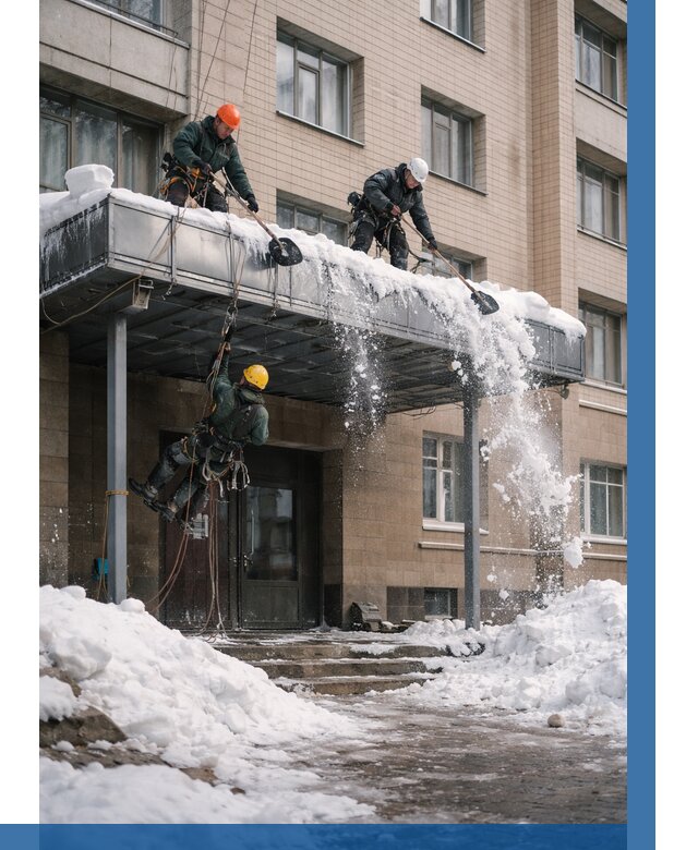 Очистка козырьков от снега в Кирове от 3558 р. | ВЫСОТНИК-Кро