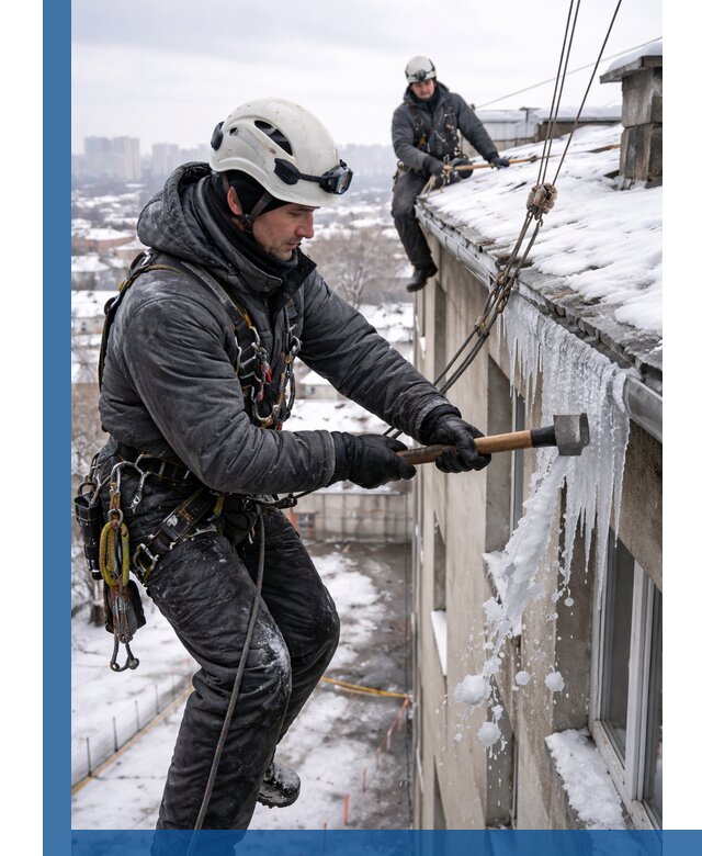 Сбивание и удаление сосулек с крыши в Кирове безопасно