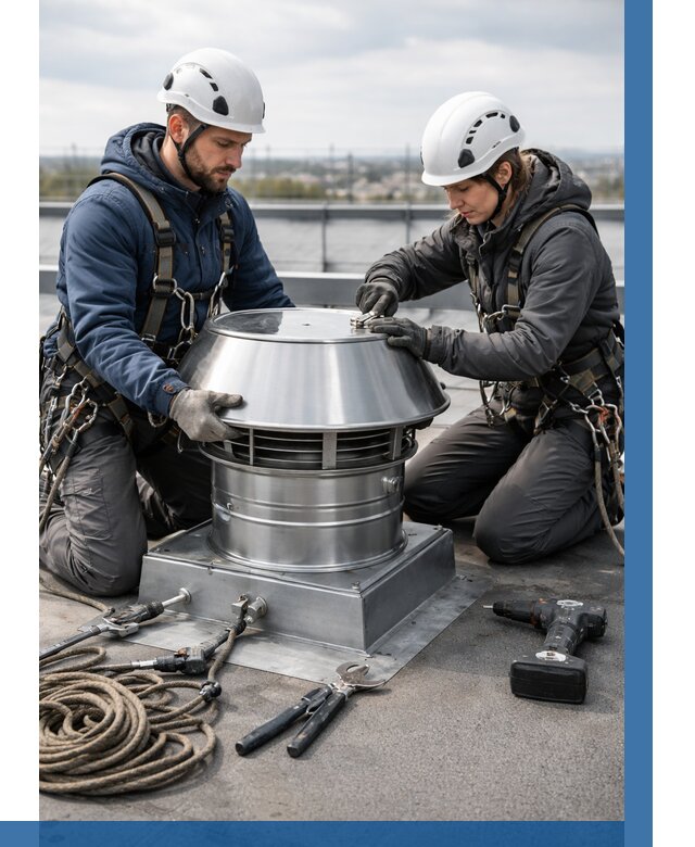 Установка дефлекторов на кровле в Кирове от 4574 р. | ВЫСОТНИК-Кро