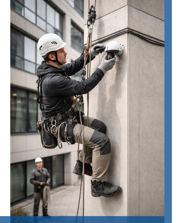 Монтаж камер видеонаблюдения на фасаде в Кирове от 8640 р.-ВЫСОТНИК-Кро