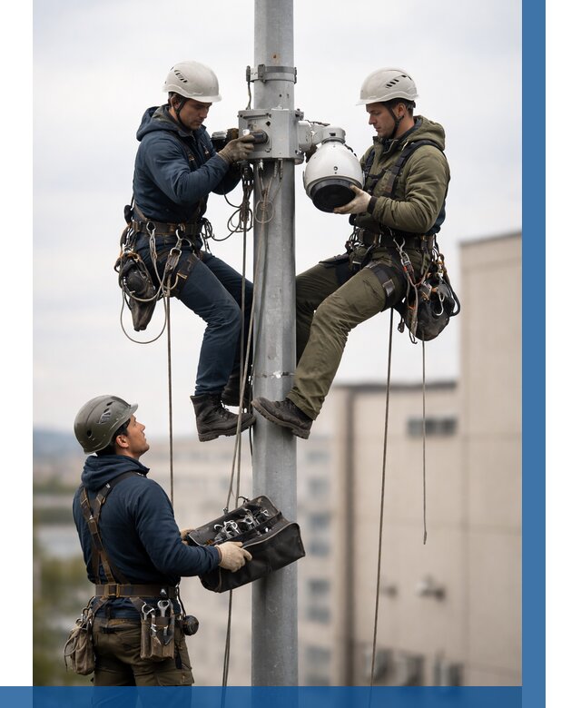 Установка видеокамер на мачте в Кирове от 8640 р. | ВЫСОТНИК-Кро