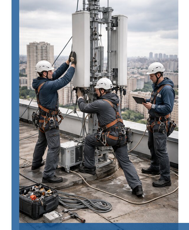 Монтаж антенн связи на крыше в Кирове с вводом в эксплуатацию