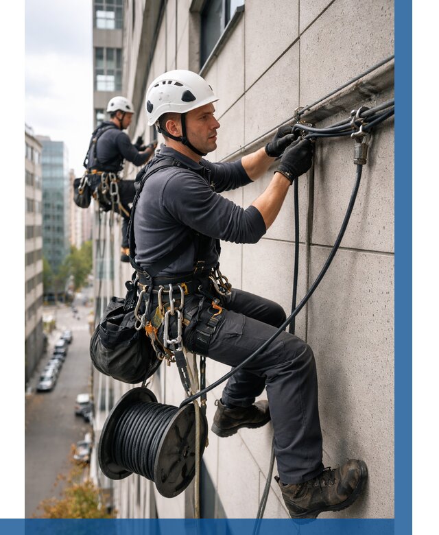 Прокладка кабеля по фасаду в Кирове от 356 р. | ВЫСОТНИК-Кро