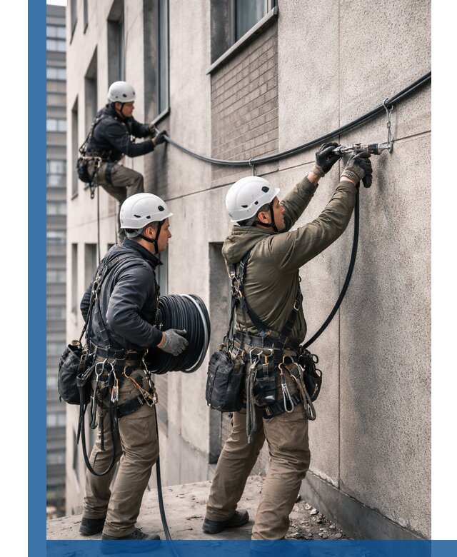 Прокладка кабеля по фасаду в Кирове, профессиональный монтаж