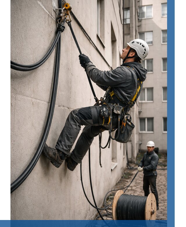 Протяжка кабеля питания на высоте в Кирове от 457 р. | ВЫСОТНИК-Кро