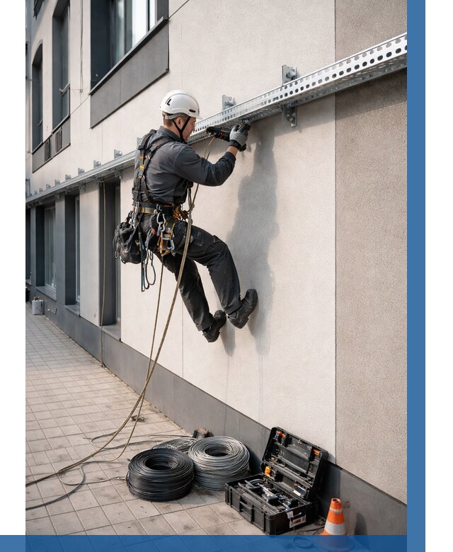 Монтаж кабельных лотков на фасаде в Кирове от 1220 р. | ВЫСОТНИК-Кро