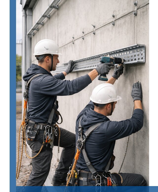 Монтаж кабельных лотков на фасаде зданий в Кирове с гарантией