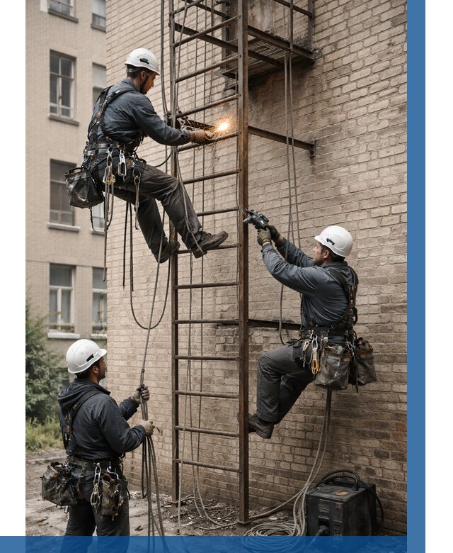 Ремонт пожарной лестницы в Кирове от 7624 р. | ВЫСОТНИК-Кро