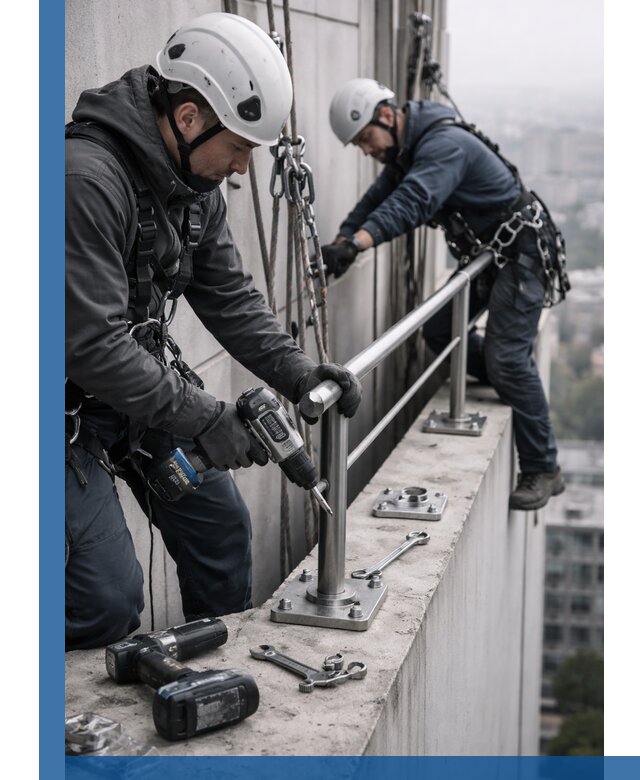 Монтаж перил на высоте в Кирове для жилых и промобъектов