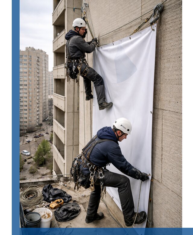 Профессиональный монтаж баннеров на фасаде в Кирове