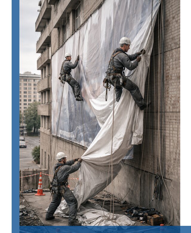 Демонтаж баннеров с фасада в Кирове оперативно и безопасно