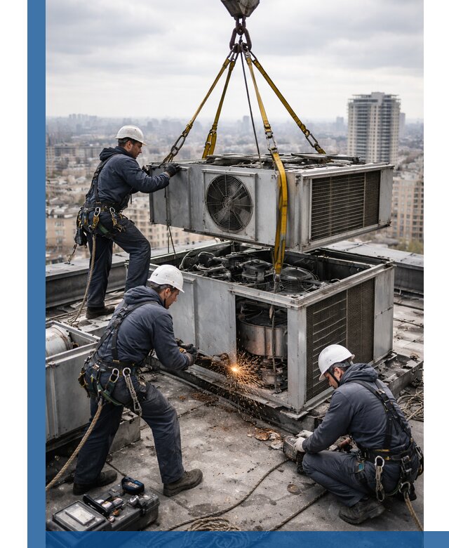 Демонтаж крышной установки в Кирове любой сложности