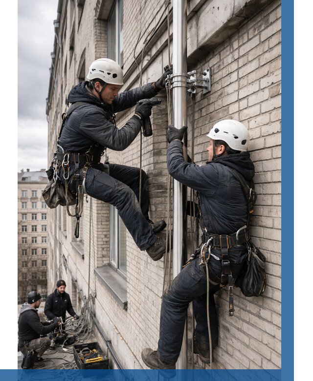 Монтаж флагштока на здании в Кирове от 6607 р. | ВЫСОТНИК-Кро