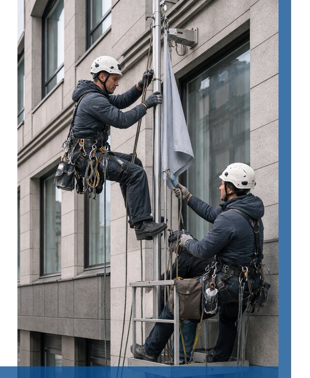 Установка флагов на фасаде в Кирове от 4574 р. | ВЫСОТНИК-Кро