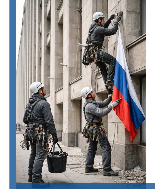 Профессиональная установка флагов на фасаде в Кирове