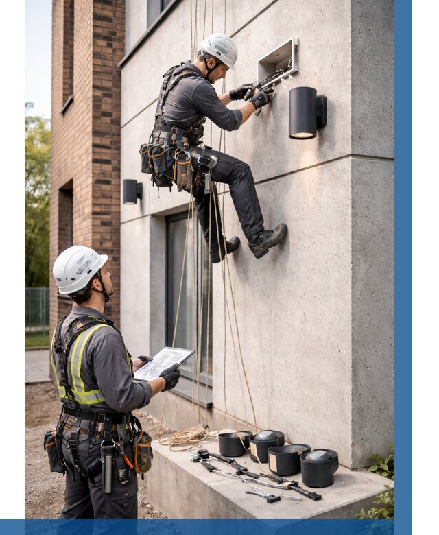 Монтаж фасадного освещения в Кирове от 2541 р. | ВЫСОТНИК-Кро