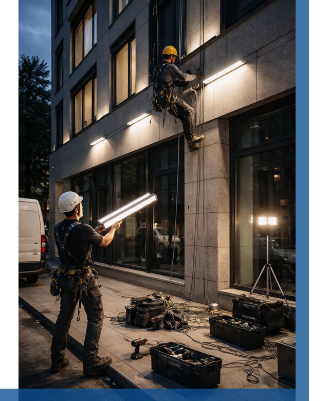 Монтаж архитектурной подсветки здания в Кирове от 2541 р.|ВЫСОТНИК-Кро