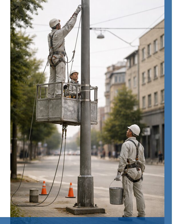 Покраска опор освещения в Кирове от 5083 р. | ВЫСОТНИК-Кро