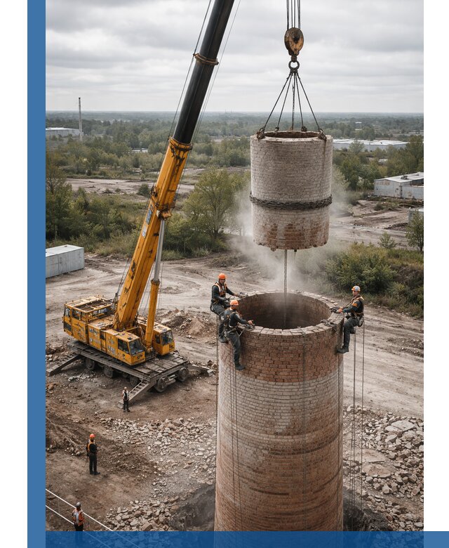 Демонтаж дымовой трубы в Кирове с гарантиями безопасности