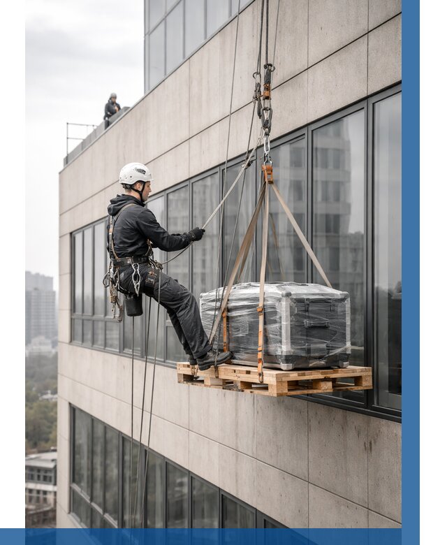 Спуск груза по фасаду в Кирове от 3558 р. | ВЫСОТНИК-Кро