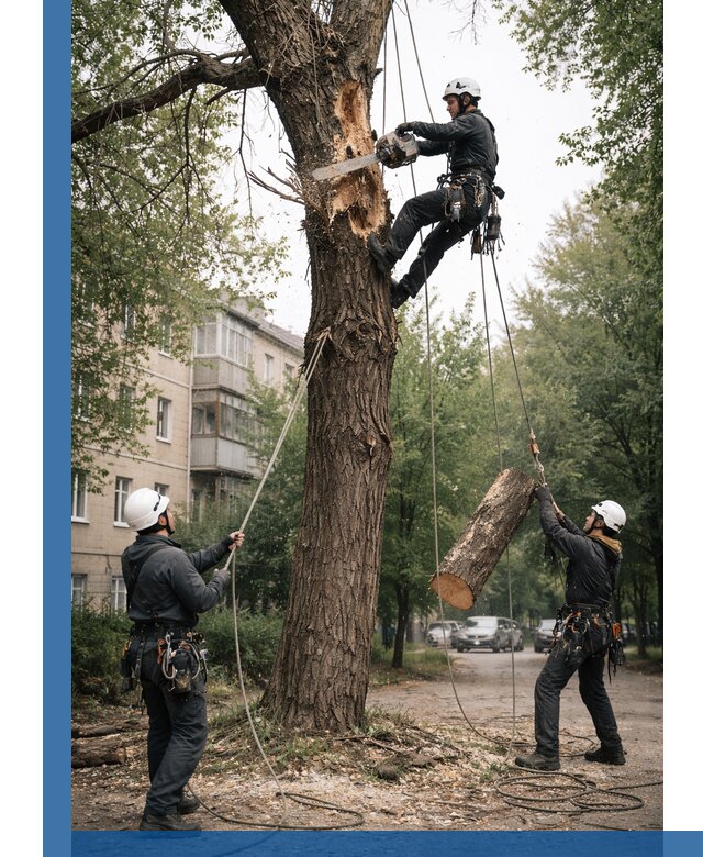 Срочное удаление аварийных деревьев в Кирове с гарантией безопасности
