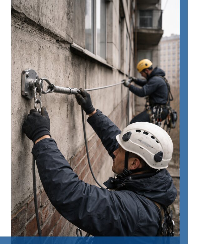 Монтаж анкерных линий в Кирове от 3050 р. | ВЫСОТНИК-Кро