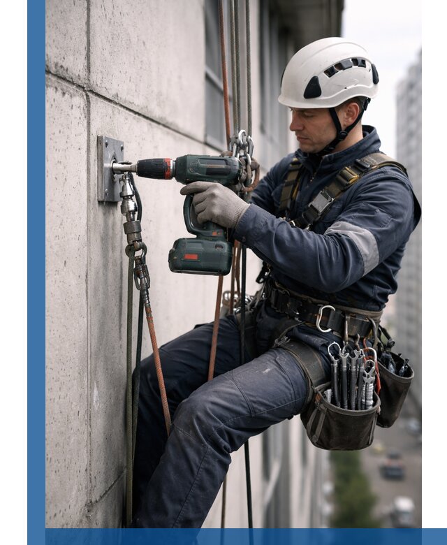 Установка анкерных точек для высотных работ в Кирове